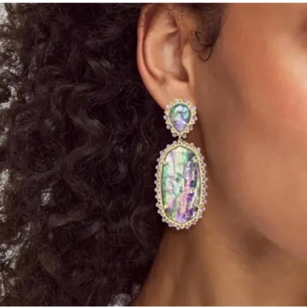 Kendra Scott Parsons Earrings Purple and Gold New in Box